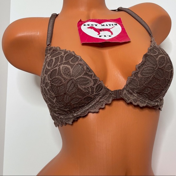 PINK Victoria’s Secret 32DD Push-up Bra Date Racerback Floral Lace - Picture 2 of 2